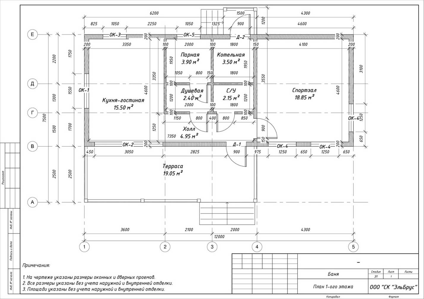 Планировка каркасной бани по проекту Б 006,, д. Калки.